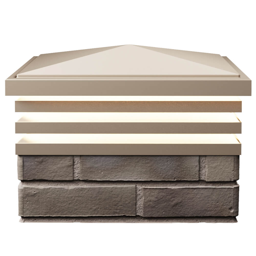 Колпак Zking Бона ХайТек Бежевый на столб 1.5х1.5 кирпича (385х385мм) с подсветкой в Ишиме фото