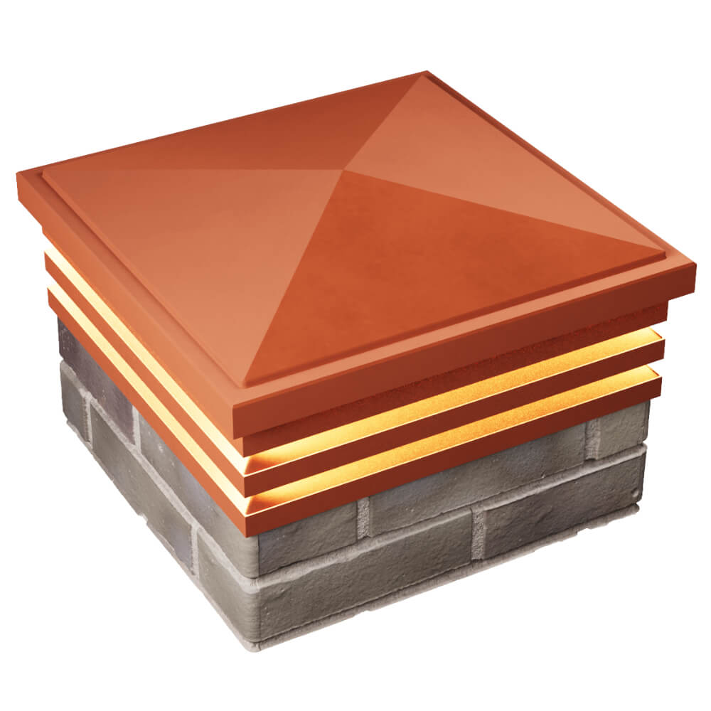 Колпак Zking Бона ХайТек Красный на столб 1.5х1.5 кирпича (385х385мм) с подсветкой в Ишиме фото