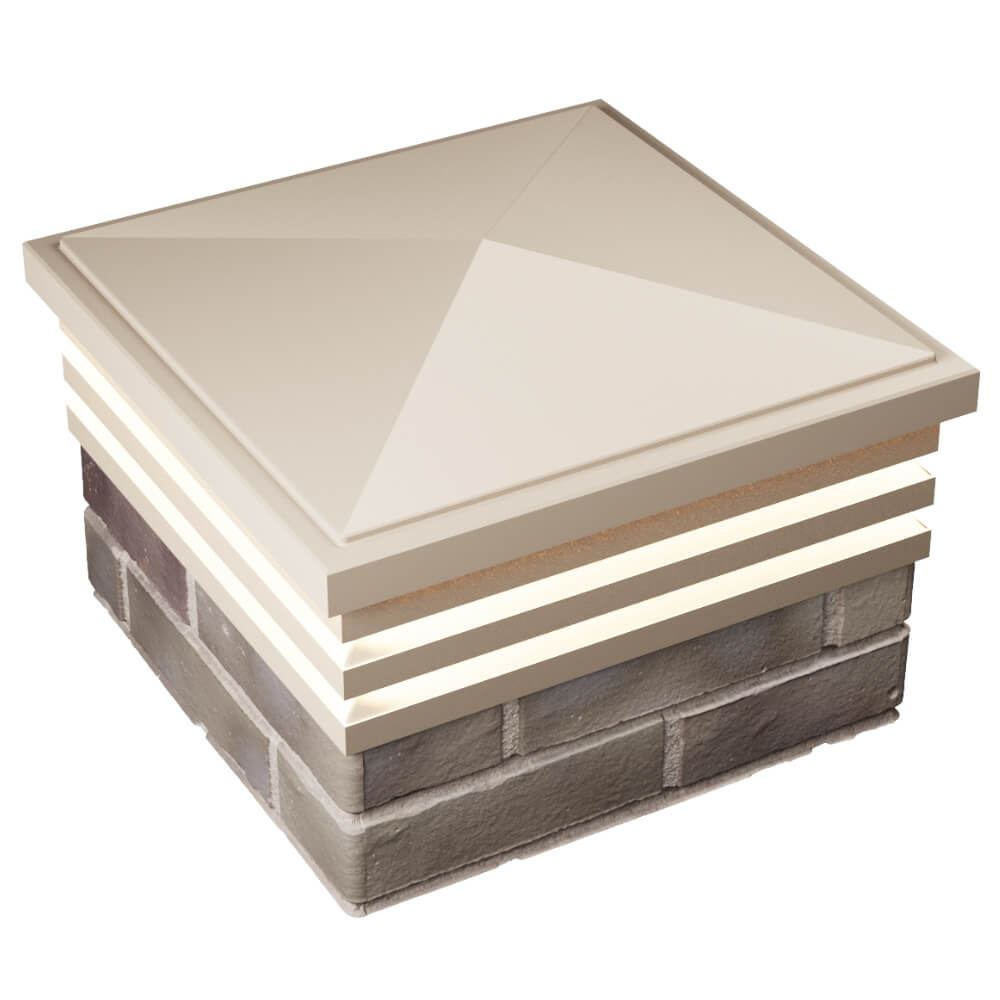 Колпак Zking Бона ХайТек Бежевый на столб 1.5х1.5 кирпича (385х385мм) с подсветкой в Ишиме фото