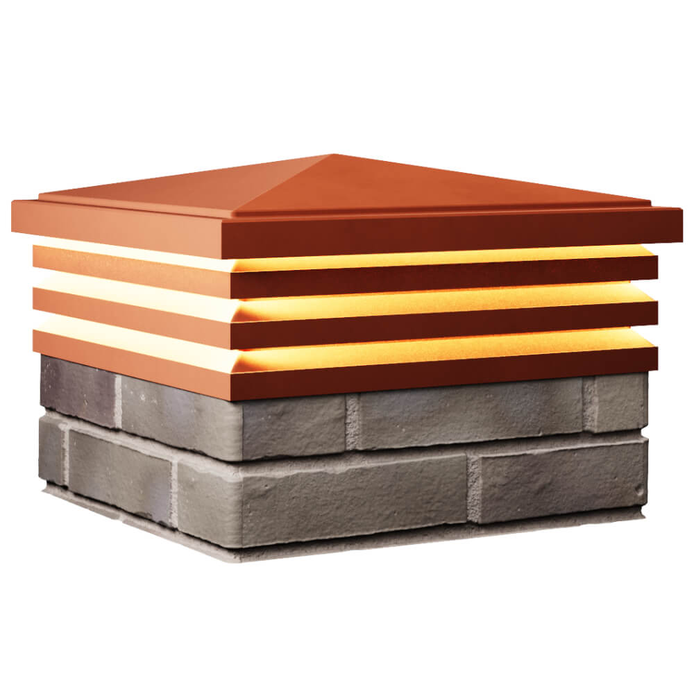 Колпак Zking Бона ХайТек Красный на столб 1.5х1.5 кирпича (385х385мм) с подсветкой в Ишиме фото