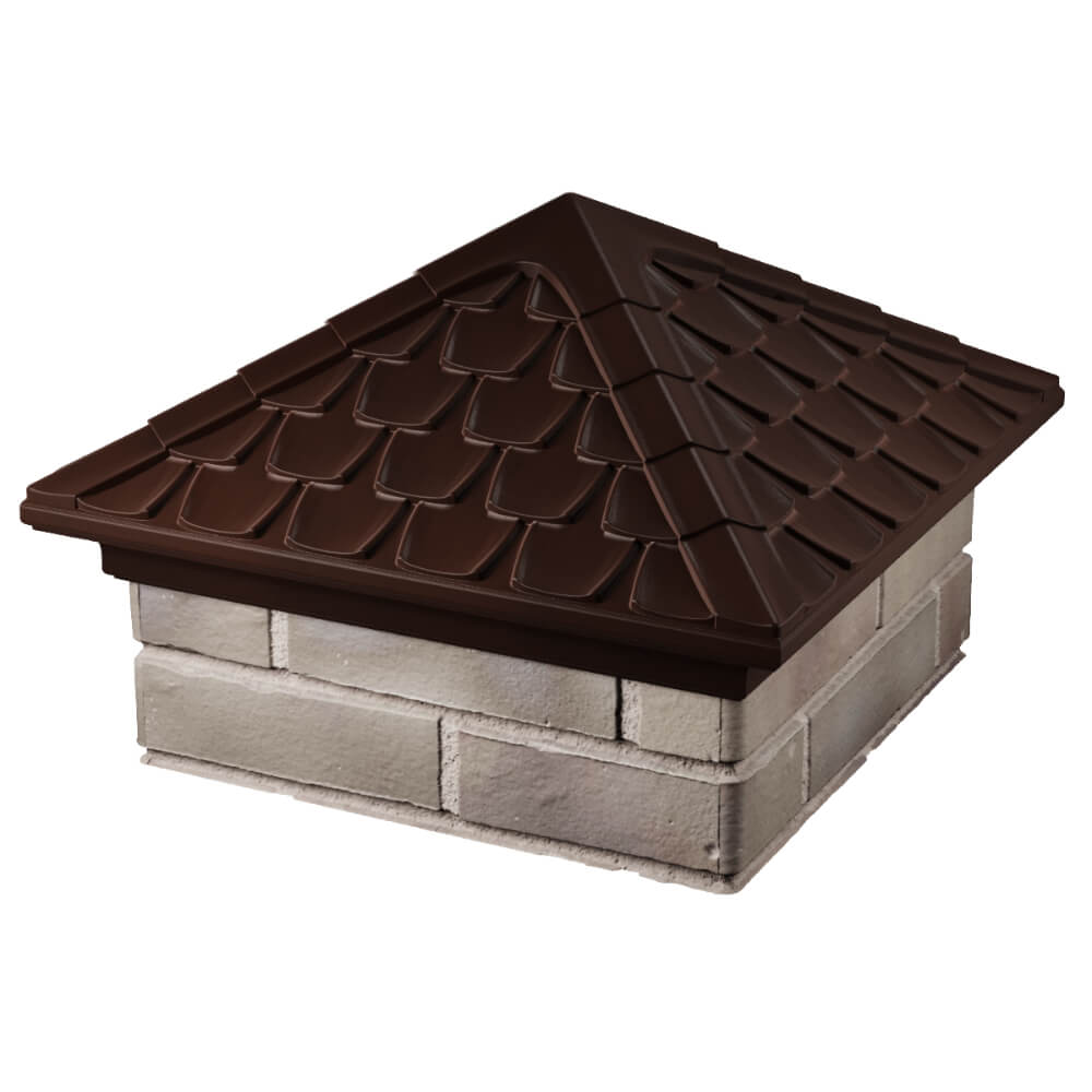 Колпак Zking Эльбрус Коричневый на столб 1.5х1.5 кирпича (385х385мм) в Ишиме фото