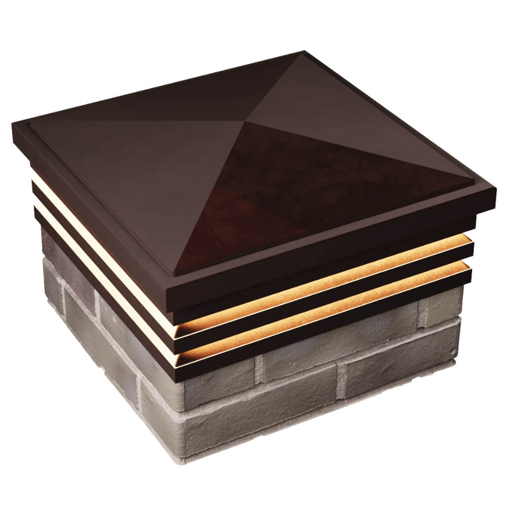 Колпак Zking Бона ХайТек Коричневый на столб 1.5х1.5 кирпича (385х385мм) с подсветкой в Ишиме фото