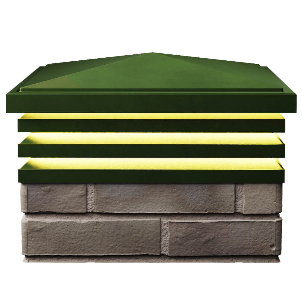 Колпак Zking Бона ХайТек Зеленый на столб 1.5х1.5 кирпича (385х385мм) с подсветкой в Ишиме фото