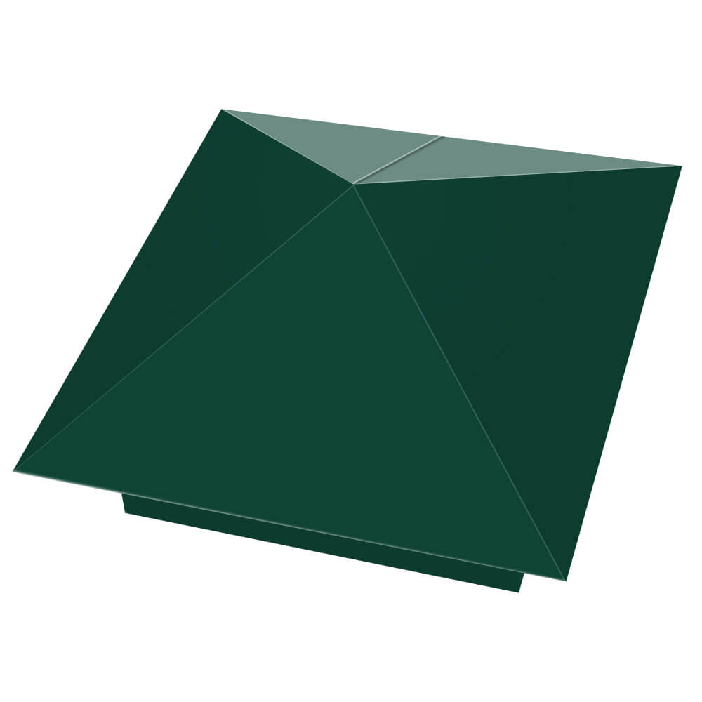 Колпак металлический 390х390мм RAL6005 Зеленый Мох заборный Ишим фото