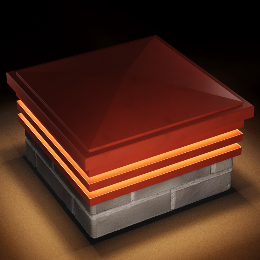 Колпак Zking Бона ХайТек Красный на столб 1.5х1.5 кирпича (385х385мм) с подсветкой в Ишиме фото