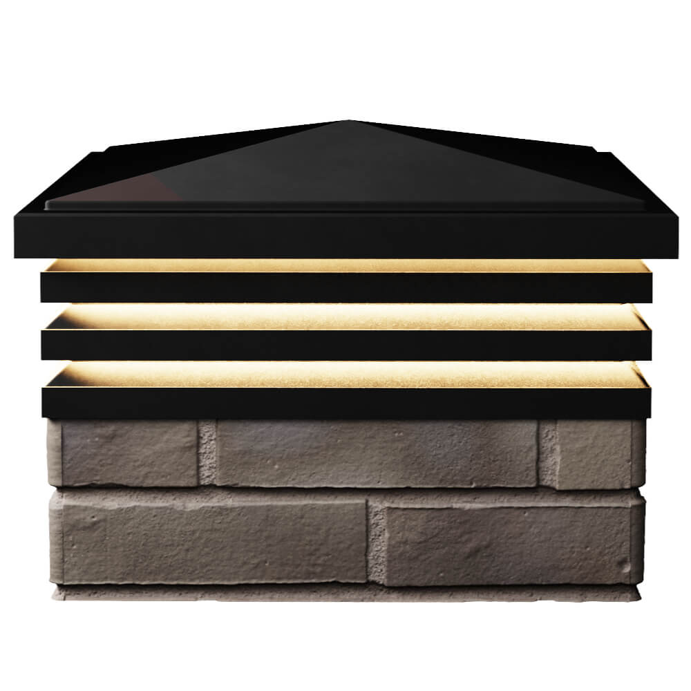 Колпак Zking Бона ХайТек Черный на столб 1.5х1.5 кирпича (385х385мм) с подсветкой в Ишиме фото