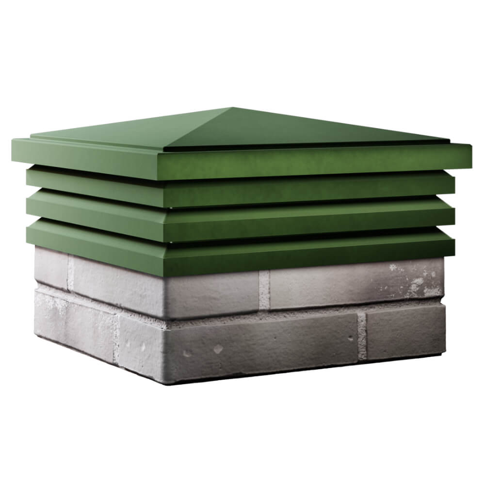 Колпак Zking Бона ХайТек Зеленый на столб 1.5х1.5 кирпича (385х385мм)