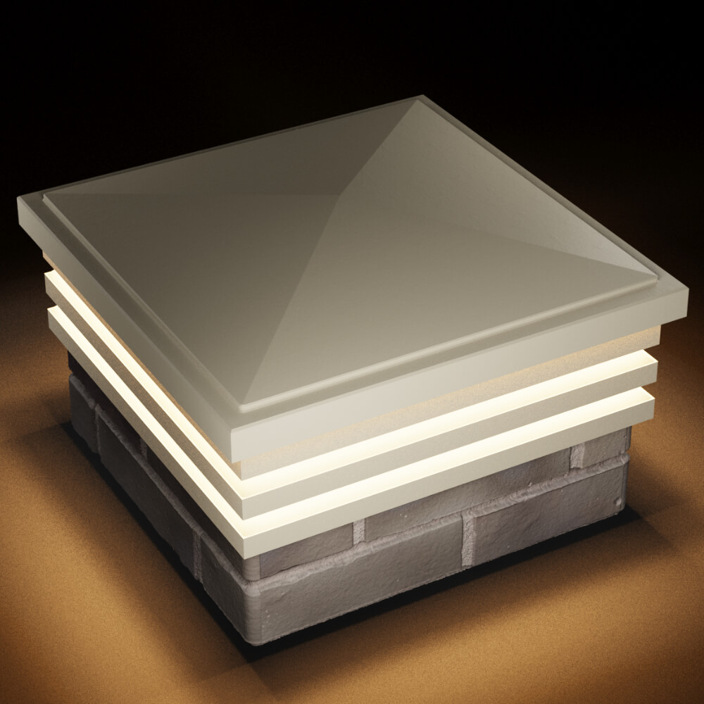 Колпак Zking Бона ХайТек Бежевый на столб 1.5х1.5 кирпича (385х385мм) с подсветкой в Ишиме фото