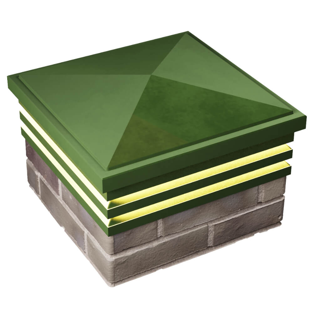 Колпак Zking Бона ХайТек Зеленый на столб 1.5х1.5 кирпича (385х385мм) с подсветкой в Ишиме фото