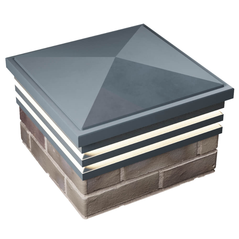 Колпак Zking Бона ХайТек Серый на столб 1.5х1.5 кирпича (385х385мм) с подсветкой в Ишиме фото