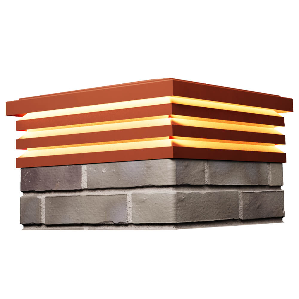 Колпак Zking Бона ХайТек Красный на столб 1.5х1.5 кирпича (385х385мм) с подсветкой в Ишиме фото