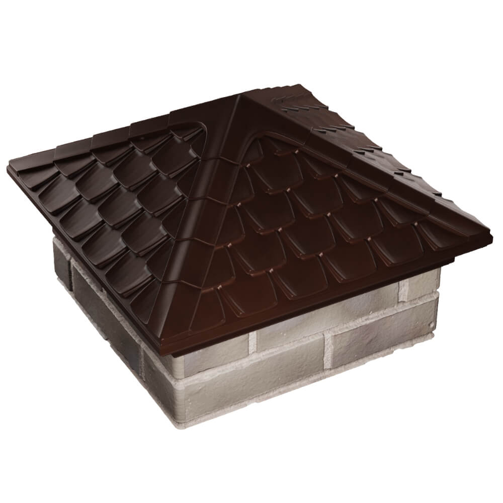 Колпак Zking Эльбрус Коричневый на столб 1.5х1.5 кирпича (385х385мм) в Ишиме фото