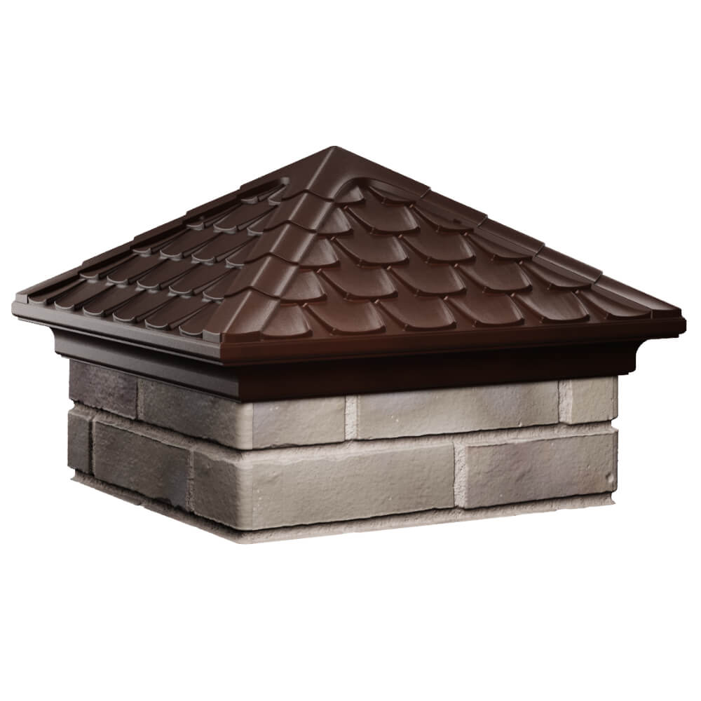Колпак Zking Эльбрус Коричневый на столб 1.5х1.5 кирпича (385х385мм) в Ишиме фото