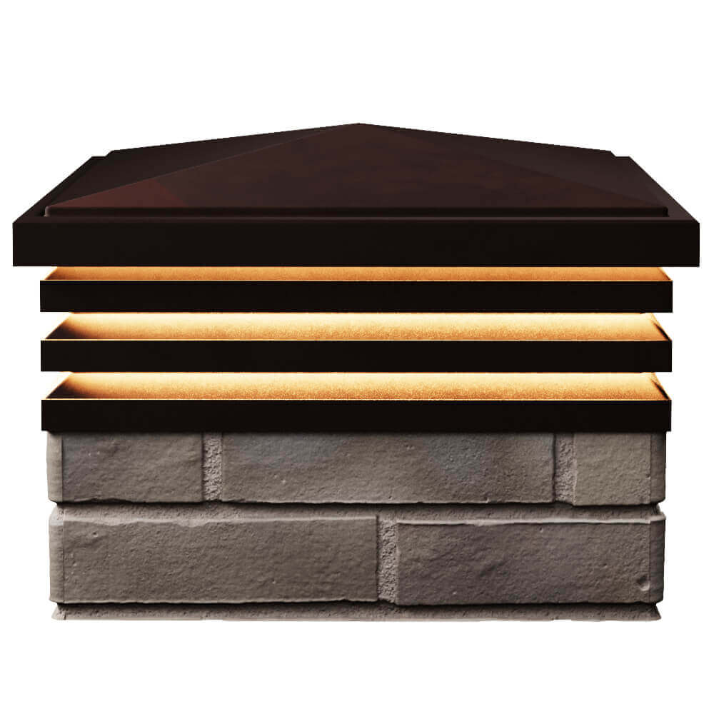 Колпак Zking Бона ХайТек Коричневый на столб 1.5х1.5 кирпича (385х385мм) с подсветкой в Ишиме фото